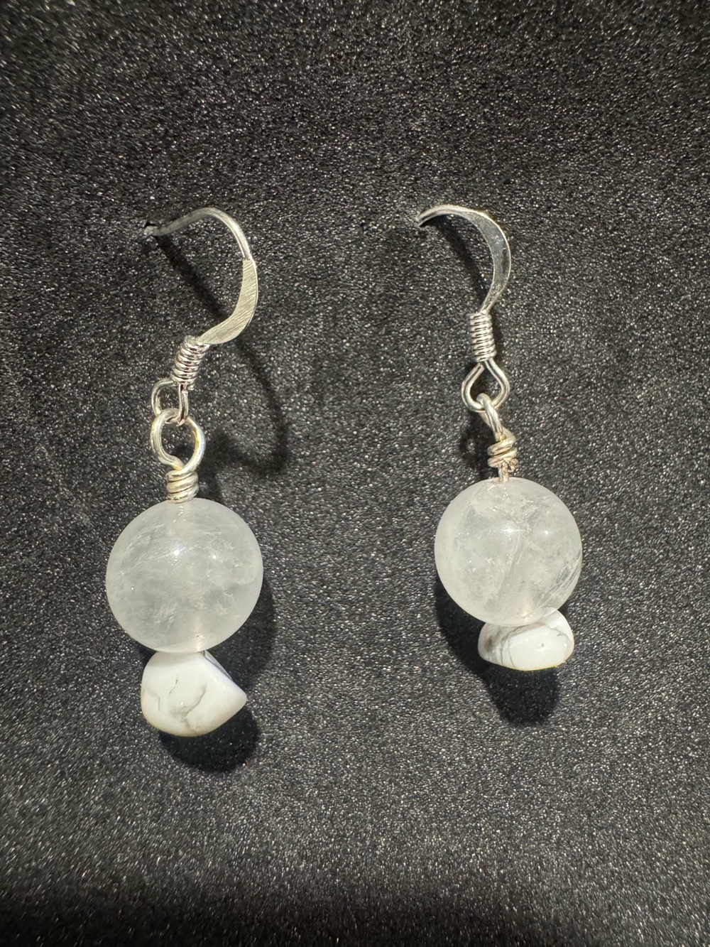 Handmade Clear Quartz & White Howlite Drop Earrings
